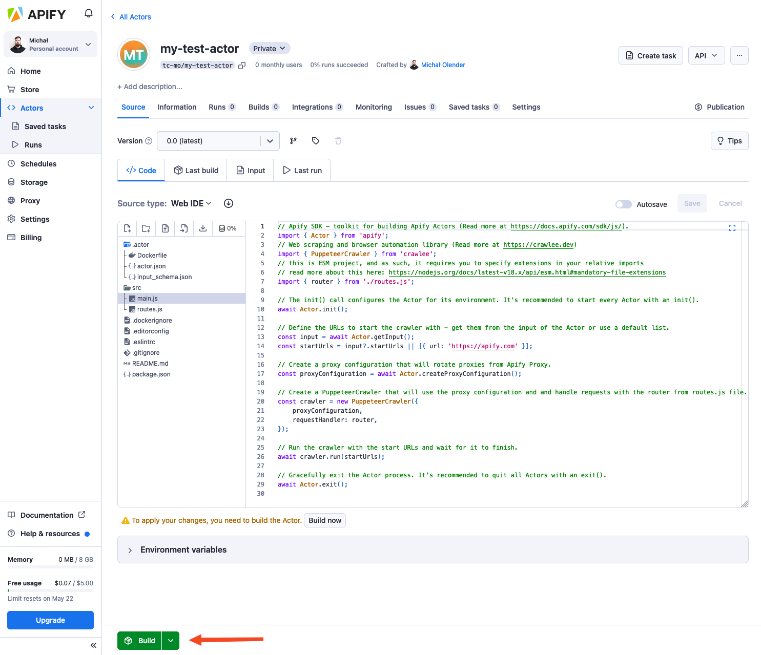 Actor source code